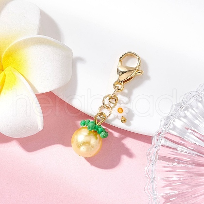 Tomato Glass Seed Beaded Pendant Decorations HJEW-MZ00264-04-1