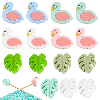 BENECREAT 16Pcs 8 Styles Food Grade Silicone Focal Beads SIL-BC0001-05-1