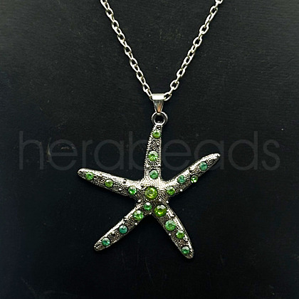 Alloy Rhinestone Pendant Necklaces QD9835-16-1