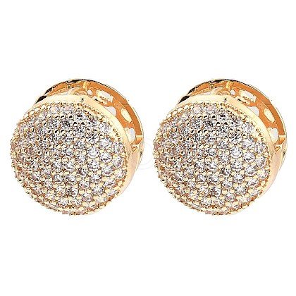 Brass Hoop Earrings with Cubic Zirconia EJEW-D078-01KCG-1