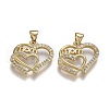 Brass Micro Pave Clear Cubic Zirconia Pendants ZIRC-A011-06G-1