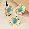 Flat Round Alloy & Synthetic Turquoise Ring & Stud Earring Sets FS-WG73FC1-02-1