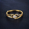 Heart Brass Micro Pave Clear Cubic Zirconia Finger Rings FS-WG243FC-02-1