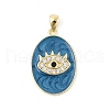 Brass Micro Pave Cubic Zirconia and Enamel Pendants KK-P300-26G-1