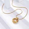 304 Stainless Steel Ring Pendant Snake Chain Necklaces NJEW-U026-06G-2