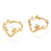 Ion Plating(IP) 304 Stainless Steel Deer Antler Adjustable Ring for Women RJEW-T027-06G-2