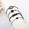 4Pcs 4 Styles Lotus Alloy Link Bracelets & Beads Bracelets for Women WGB67B7-01-2