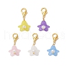 5Pcs Acrylic & Shell Pearl Flower Pendant Decorations HJEW-JM03261-01-2