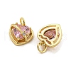 Brass Micro Pave Pink Cubic Zirconia Pendants KK-G490-31A-G-2