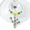 Tibetan Style Alloy Cactus Wine Glass Charms AJEW-JO00236-01-3