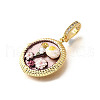 Brass Micro Pave Cubic Zirconia & Enamel Pendants KK-R222-14G-04-2