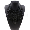 Alloy Crystal Rhinestone Trible Floral Chunky Bib Necklaces for Women FS-WG76656-08-1