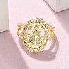 Brass Micro Pave Cubic Zirconia Cuff Rings RJEW-P149-01B-G-2