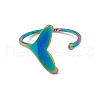 Ion Plating(IP) 201 Stainless Steel Whale Tail Shape Open Cuff Ring for Women RJEW-C045-09M-2