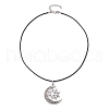 Tibetan Style Alloy Moon & Sun Pendant Necklace with Waxed Cords NJEW-JN04458-3
