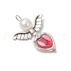 Angel with Heart Tibetan Style Alloy Beads with Electroplate Non-magnetic Synthetic Hematite Beads and Transparent Acrylic Beads and ABS Plastic Imitation Pearl Round Beads Pendants PALLOY-JF03624-4