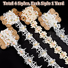 AHADERMAKER 4 Yards 4 Styles Organza Flower Lace Trim SRIB-GA0001-10-2