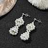 Shell Pearl Beaded Dangle Stud Earrings EJEW-TA00340-2