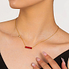Stainless Steel Full Rhinestone Half Column Pendant Necklaces for Women SE1185-3-4