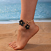 Spray Painted Alloy OT Flower Charm Anklets FS-WG37BC3-02-1
