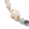Natural Flower Amazonite &  Synthetic Turquoise Charm Anklets for Women AJEW-AN00616-02-3