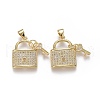 Brass Micro Pave Cubic Zirconia Pendants ZIRC-F115-19G-1