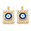 Brass Micro Pave Clear Cubic Zirconia Pendants for Women KK-T070-91A-02-1