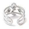 304 Stainless Steel Open Cuff Ring for Women RJEW-F166-01P-02-3