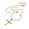 Alloy Rhinestone Pendant Necklaces for Women NJEW-U013-10G-02-2