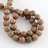 Natural Unakite Gemstone Round Bead Strands G-R289-6mm-2