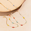 Stainless Steel Glass Rectangle Link Chain Bracelets & Necklaces Set for Women KG0137-3