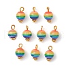 10Pcs Transparent Stripe Resin Round Charms PALLOY-JF02485-1