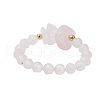 Natural Rose Quartz Beaded Rings RJEW-TA00191-03-4