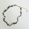 Natural & Synthetic Mixed Gemstone Chips Beaded Necklace for Women NJEW-FZ00004-04-1