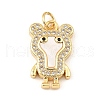 Brass Cubic Zirconia with Shell Pendants KK-K342-11G-1