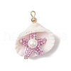 Cylinder Seed Beaded Starfish & Shell Pendants PALLOY-MZ00547-03-1