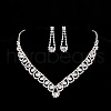 Teardrop Alloy Rhinestone Pendant Necklaces & Stud Earrings Sets FS-WG31B3E-05-1