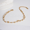 Elegant Stainless Steel & Imitation Pearl Double Layer Link Chain Anklets HM7489-6-1