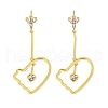 Rack Plating Heart Brass Micro Pave Clear Cubic Zirconia Earrings EJEW-B061-09G-1