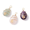 3Pcs 3 Styles Natural Mixed Gemstone Pendants PALLOY-JF01153-1