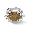 Natural Unakite Crab Open Cuff Ring RJEW-I090-01P-14-2