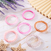 6Pcs 6 Styles 8mm Glass Round Beaded Stretch Bracelet Sets BJEW-TAC0023-6