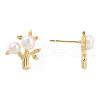 Natural Pearl Beaded Tree of Life Stud Earrings with 925 Sterling Silver Pins EJEW-T019-04G-4