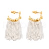 C-Shaped Brass Chain Tassel Stud Earrings EJEW-G391-21G-3