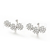 Clear Cubic Zirconia Flower Cuff Earrings EJEW-G295-08P-1