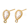 Brass Cubic Zirconia Stud Earring Findings KK-CJ0001-58-3