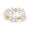 Round Acrylic Imitation Pearl & Seed Beads Stretch Rings for Women RJEW-JR00721-4
