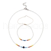 Glass Seed Beaded Necklace & Braided Beaded Bracelet SJEW-JS01283-01-1