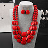 Bohemian Style Acrylic Faceted Rectangle Beaded Multilayer Necklaces & Dangle Earrings Sets WG4F927-01-1