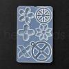 Flat Round Spinning Pendant and Windmill & Snowflake & Flower & Clover & Tyre Cabochon Silicone Molds DIY-P059-08-2